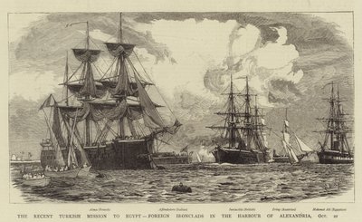 La recente missione turca in Egitto, corazzate straniere nel porto di Alessandria, 21 ottobre da William Lionel Wyllie